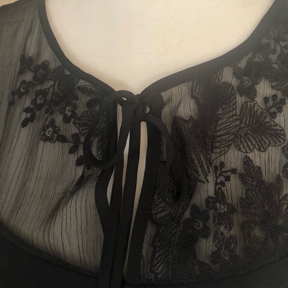 BLACK RUFFLE LACE ORGANZA SWING DRESS SIZE MED - Picture 11 of 14